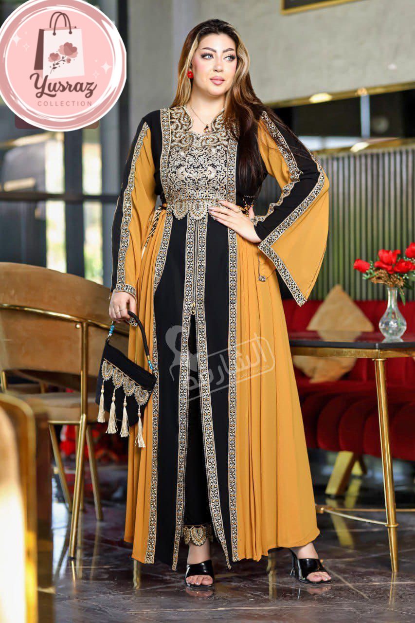 Women’s Abaya Dress Set – 3 Pieces with Dress, Hijab & pant