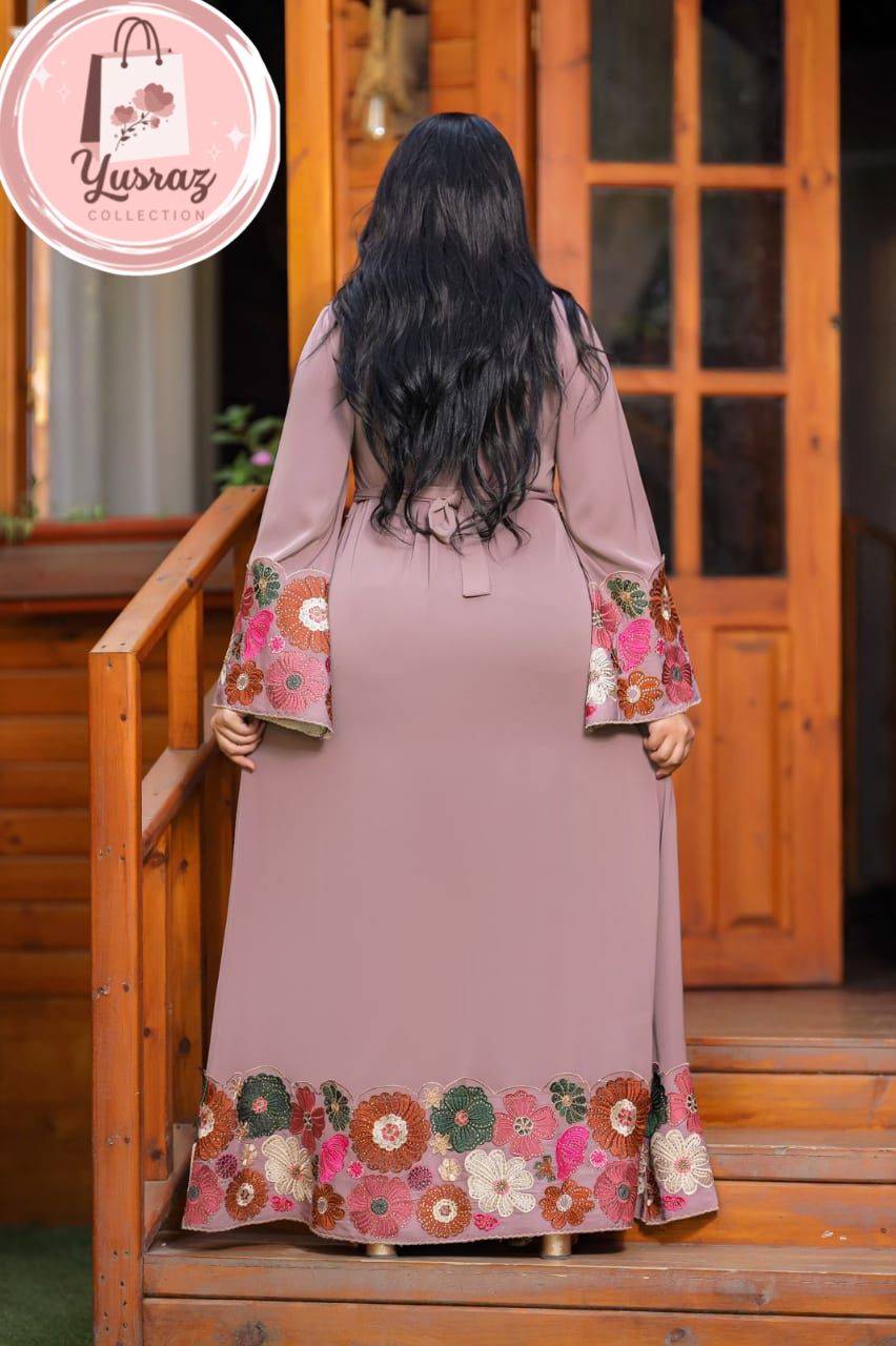 Abaya Dress Set – 3 Pieces (Dress, Hijab & Belt)