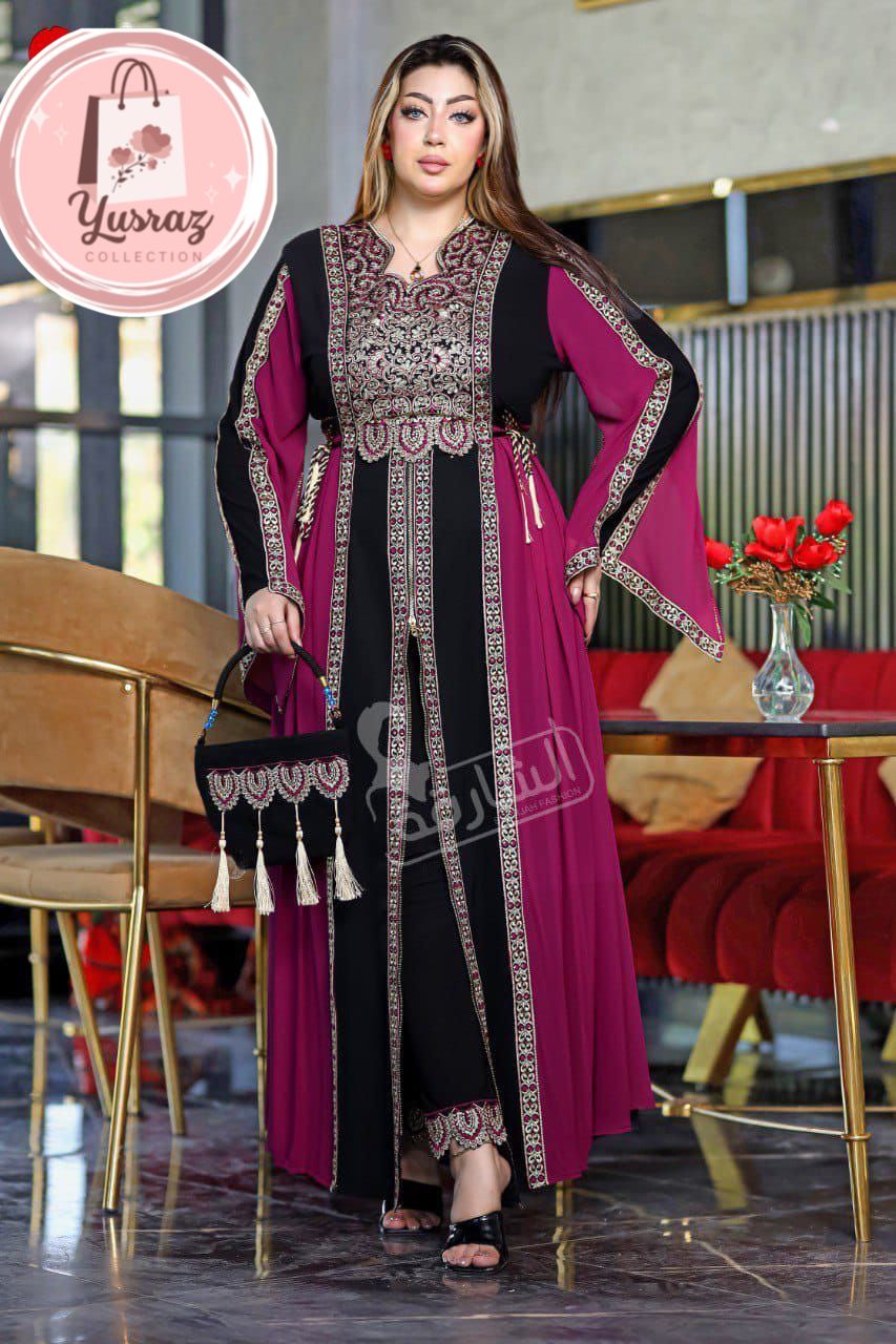 Women’s Abaya Dress Set – 3 Pieces with Dress, Hijab & pant